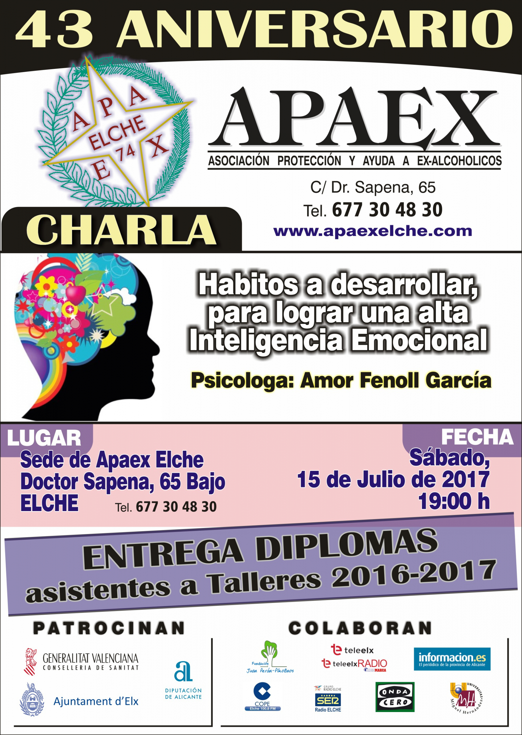 43 Aniversario APAEX Elche charla sobre inteligencia Emocional.